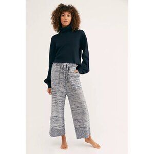 Free People Blue Wide Leg Knit Sweater Pants
